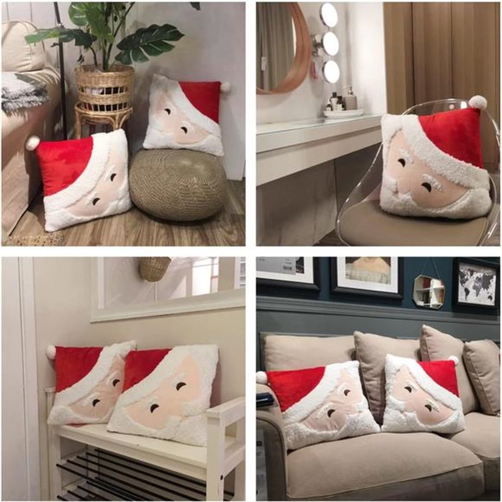 2 Pcs  |  Santa Claus Winter Decorative Pillow case  |  Home Decor 18x18 inch